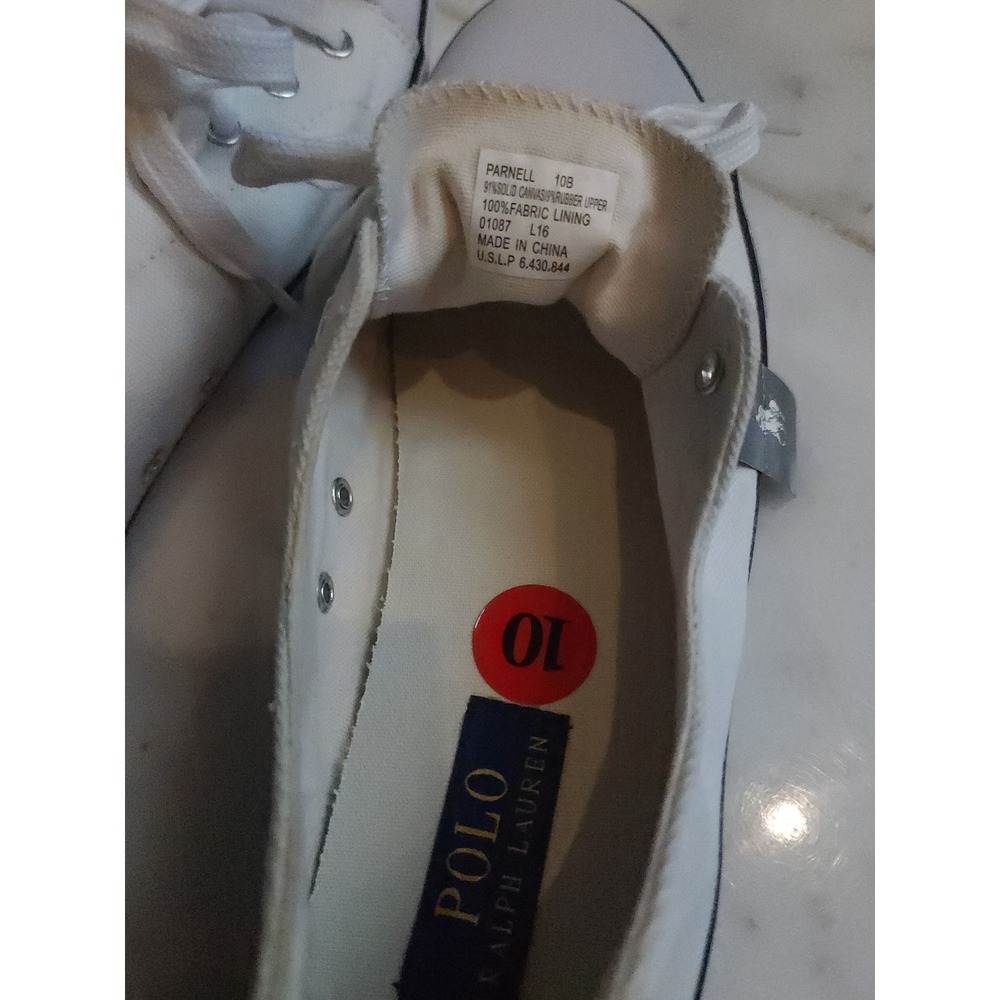 Polo Ralph Lauren Parnell Sneakers Women 10B White Oxford Canvas Low Top Preppy - Picture 6 of 13
